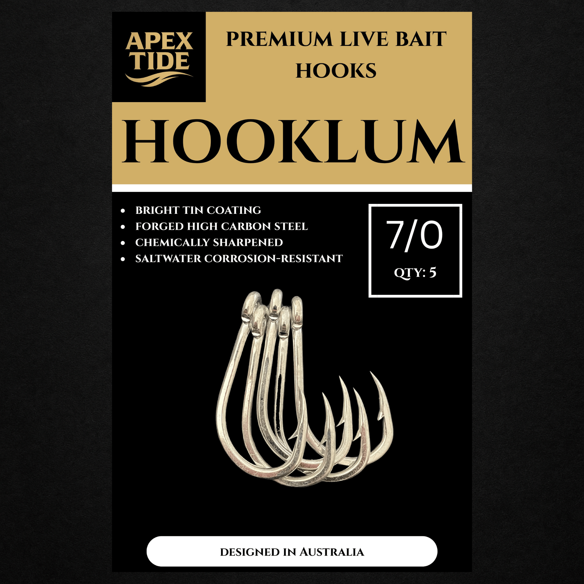Hooklum Premium Live Bait Hooks – 7/0 (5 Pack)